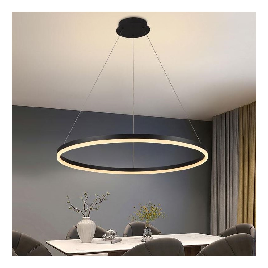 Brilagi - Lámpara de araña LED regulable CIRCLE LED/55W/230V 3000-6500K negro + control remoto