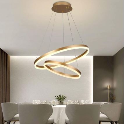 Brilagi - Lámpara de araña LED regulable CIRCLE LED/70W/230V 3000-6500K dorado + control remoto