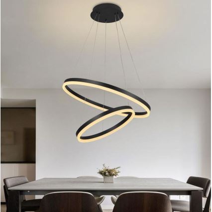 Brilagi - Lámpara de araña LED regulable CIRCLE LED/70W/230V 3000-6500K negro + control remoto