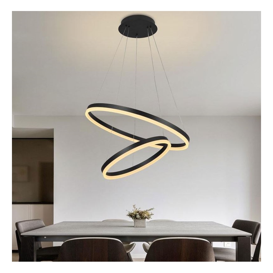 Brilagi - Lámpara de araña LED regulable CIRCLE LED/70W/230V 3000-6500K negro + control remoto