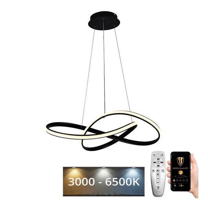 Brilagi - Lámpara de araña LED regulable COSMOWAVE LED/70W/230V negro + control remoto
