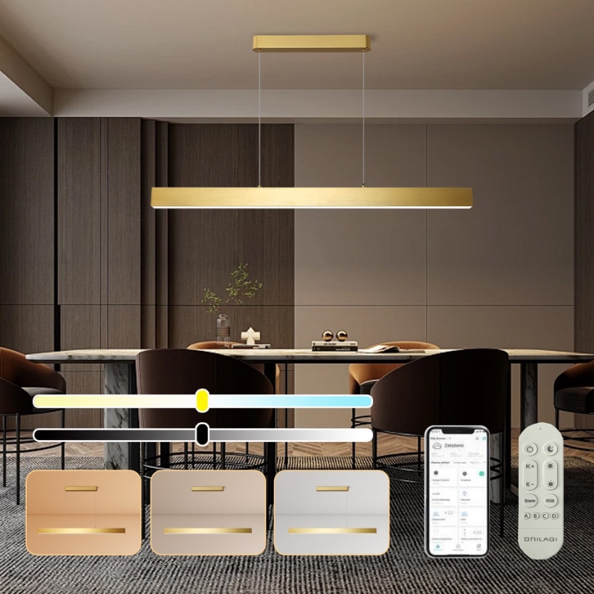 Brilagi - Lámpara de araña LED regulable SLEEKLINE SMART LED/40W/230V 3000-6000K Wi-Fi Tuya dorado + control remoto
