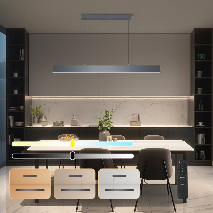 Brilagi - Lámpara de araña LED regulable SLIMLINE LED/40W/230V 3000-6000K antracita + control remoto