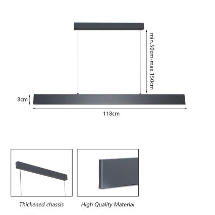 Brilagi - Lámpara de araña LED regulable SLIMLINE LED/40W/230V 3000-6000K antracita + control remoto
