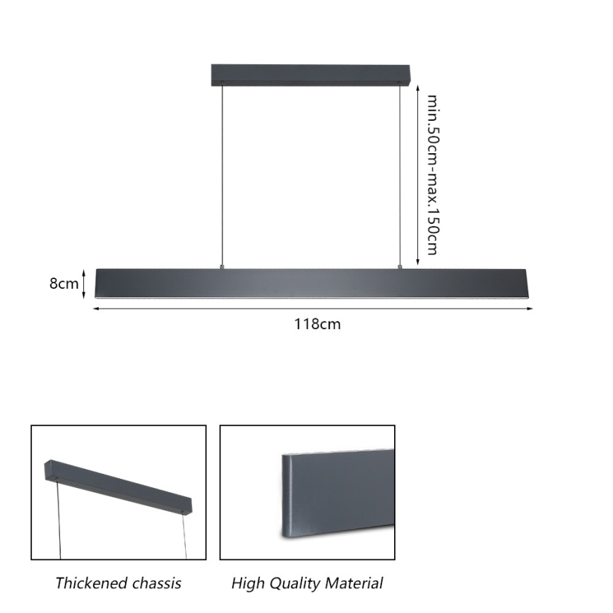 Brilagi - Lámpara de araña LED regulable SLIMLINE LED/40W/230V 3000-6000K antracita + control remoto