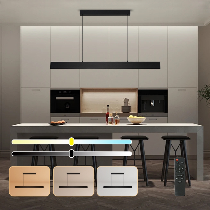 Brilagi - Lámpara de araña LED regulable SLIMLINE LED/40W/230V 3000-6000K negro + control remoto