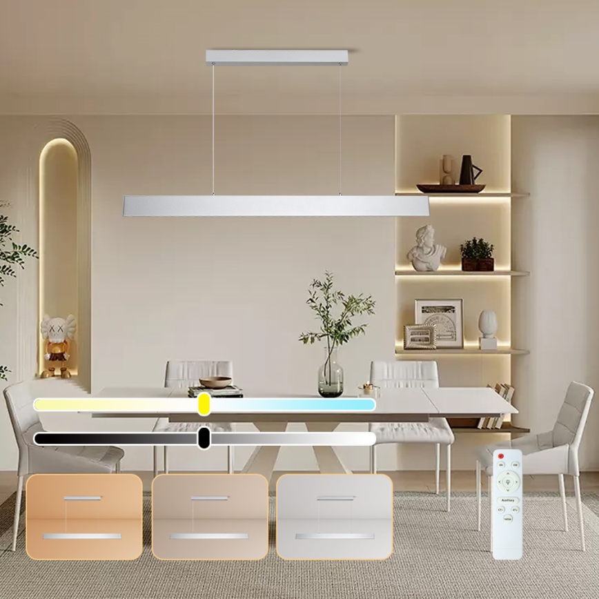 Brilagi - Lámpara de araña LED regulable SLIMLINE LED/40W/230V 3000-6000K plata + control remoto