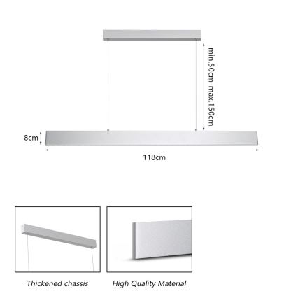 Brilagi - Lámpara de araña LED regulable SLIMLINE LED/40W/230V 3000-6000K plata + control remoto