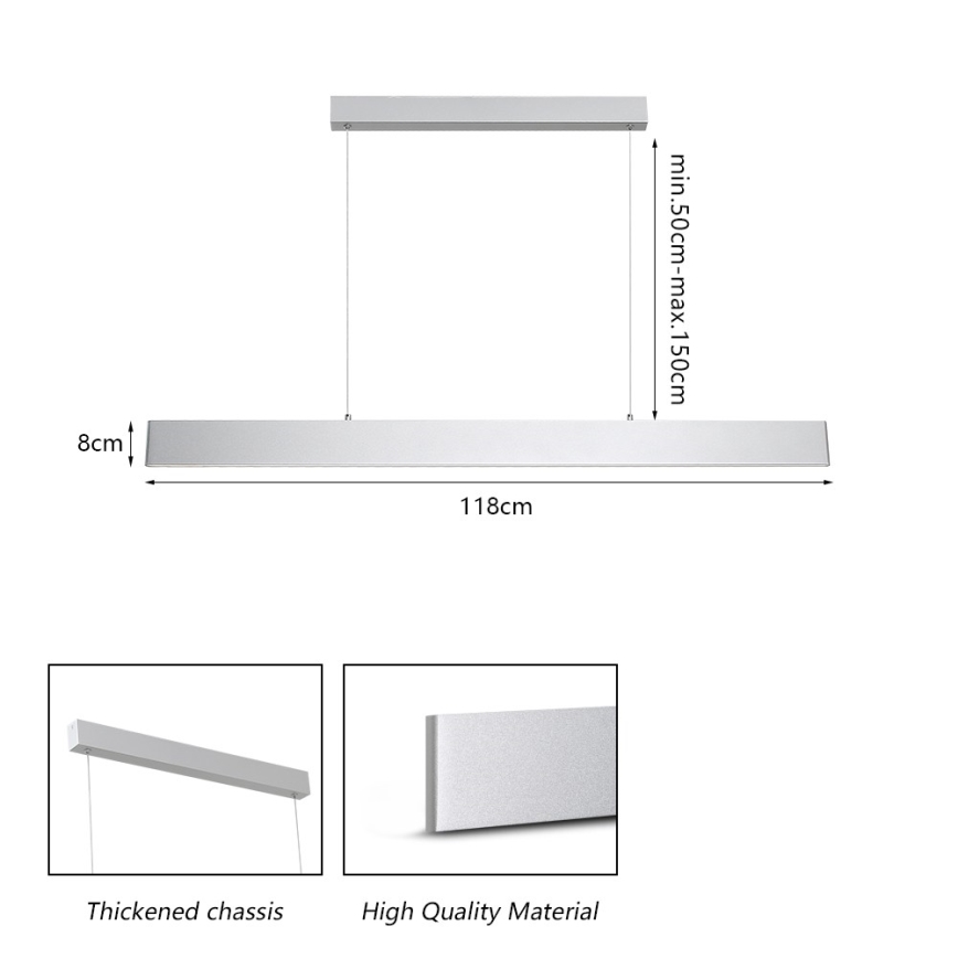 Brilagi - Lámpara de araña LED regulable SLIMLINE LED/40W/230V 3000-6000K plata + control remoto