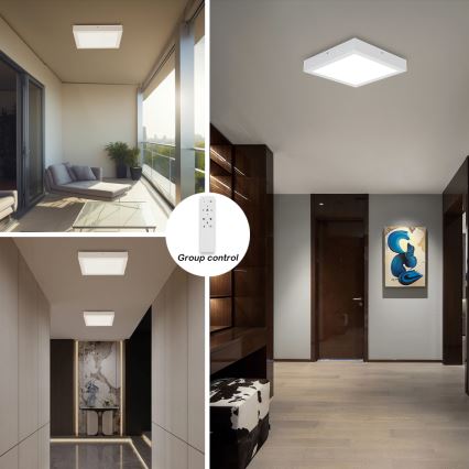 Brilagi - Luz de techo LED regulable para baño FRAME SMART LED/24W/230V 30x30 cm 3000-6000K IP44 blanco + control remoto