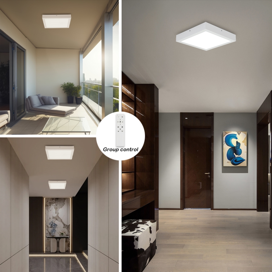 Brilagi - Luz de techo LED regulable para baño FRAME SMART LED/24W/230V 30x30 cm 3000-6000K IP44 blanco + control remoto