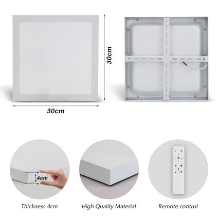 Brilagi - Luz de techo LED regulable para baño FRAME SMART LED/24W/230V 30x30 cm 3000-6000K IP44 blanco + control remoto