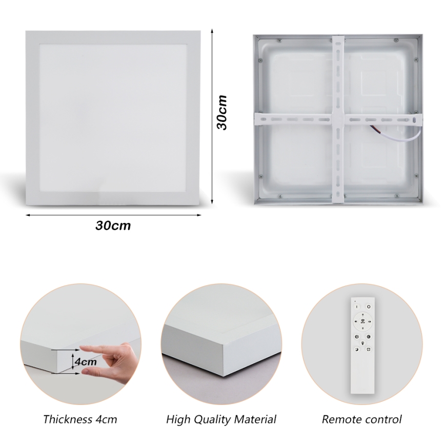Brilagi - Luz de techo LED regulable para baño FRAME SMART LED/24W/230V 30x30 cm 3000-6000K IP44 blanco + control remoto