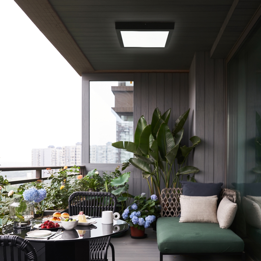 Brilagi - Luz de techo LED regulable para baño FRAME SMART LED/24W/230V 30x30 cm 3000-6000K IP44 negro + control remoto