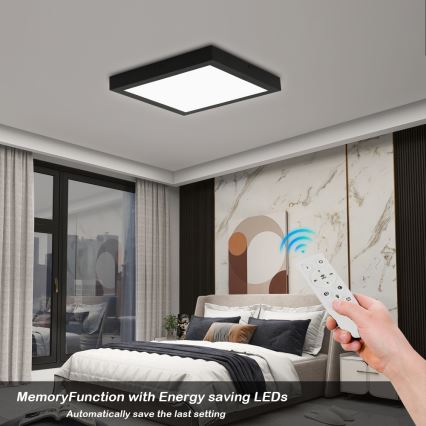 Brilagi - Luz de techo LED regulable para baño FRAME SMART LED/24W/230V 3000-6000K IP44 negro + control remoto