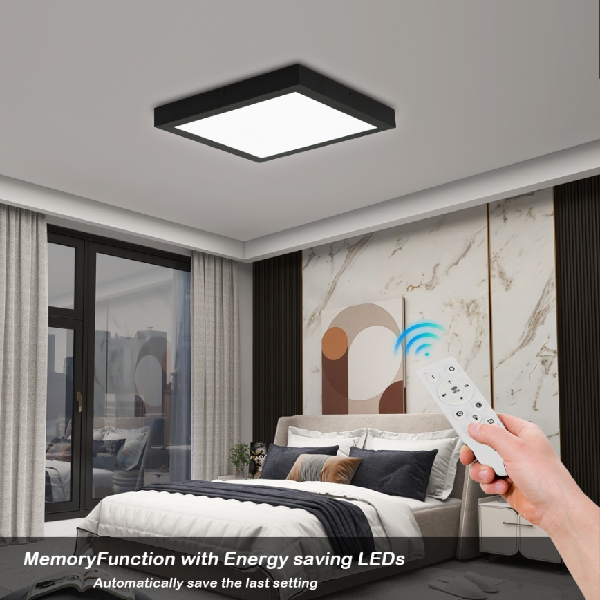 Brilagi - Luz de techo LED regulable para baño FRAME SMART LED/24W/230V 30x30 cm 3000-6000K IP44 negro + control remoto