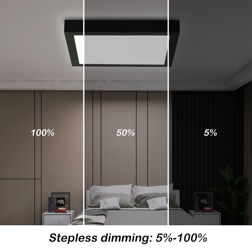 Brilagi - Luz de techo LED regulable para baño FRAME SMART LED/24W/230V 30x30 cm 3000-6000K IP44 negro + control remoto