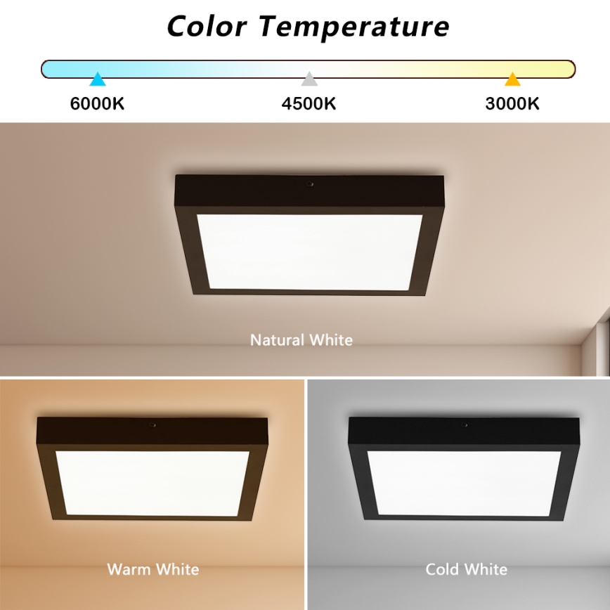 Brilagi - Luz de techo LED regulable para baño FRAME SMART LED/24W/230V 30x30 cm 3000-6000K IP44 negro + control remoto