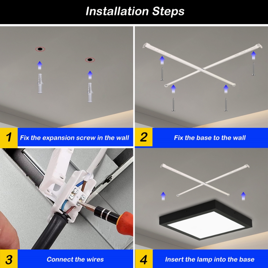 Brilagi - Luz de techo LED regulable para baño FRAME SMART LED/24W/230V 30x30 cm 3000-6000K IP44 negro + control remoto