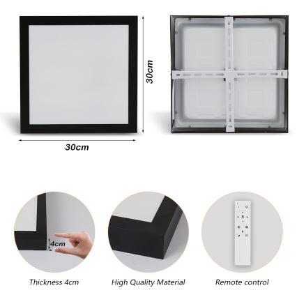 Brilagi - Luz de techo LED regulable para baño FRAME SMART LED/24W/230V 3000-6000K IP44 negro + control remoto