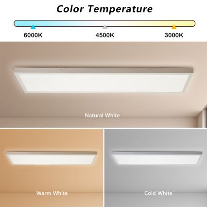 Brilagi - Luz de techo LED regulable para baño FRAME SMART LED/50W/230V 30x120 cm 3000-6000K IP44 blanco + control remoto
