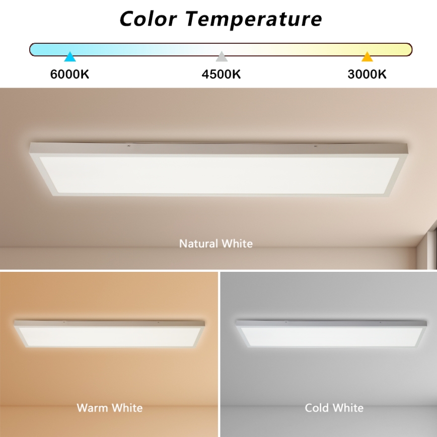 Brilagi - Luz de techo LED regulable para baño FRAME SMART LED/50W/230V 30x120 cm 3000-6000K IP44 blanco + control remoto