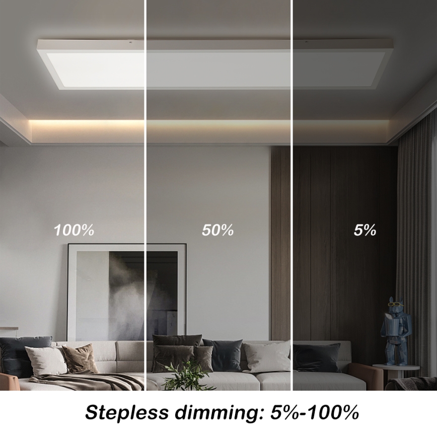 Brilagi - Luz de techo LED regulable para baño FRAME SMART LED/50W/230V 30x120 cm 3000-6000K IP44 blanco + control remoto