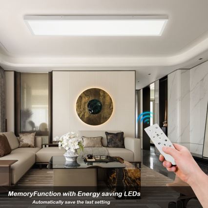 Brilagi - Luz de techo LED regulable para baño FRAME SMART LED/50W/230V 30x120 cm 3000-6000K IP44 blanco + control remoto