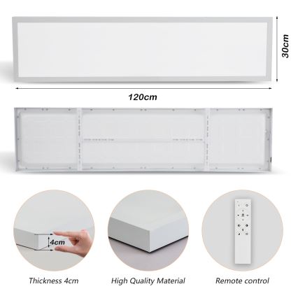 Brilagi - Luz de techo LED regulable para baño FRAME SMART LED/50W/230V 30x120 cm 3000-6000K IP44 blanco + control remoto