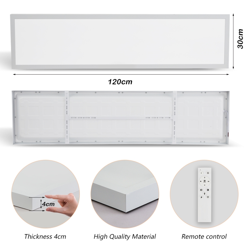 Brilagi - Luz de techo LED regulable para baño FRAME SMART LED/50W/230V 30x120 cm 3000-6000K IP44 blanco + control remoto