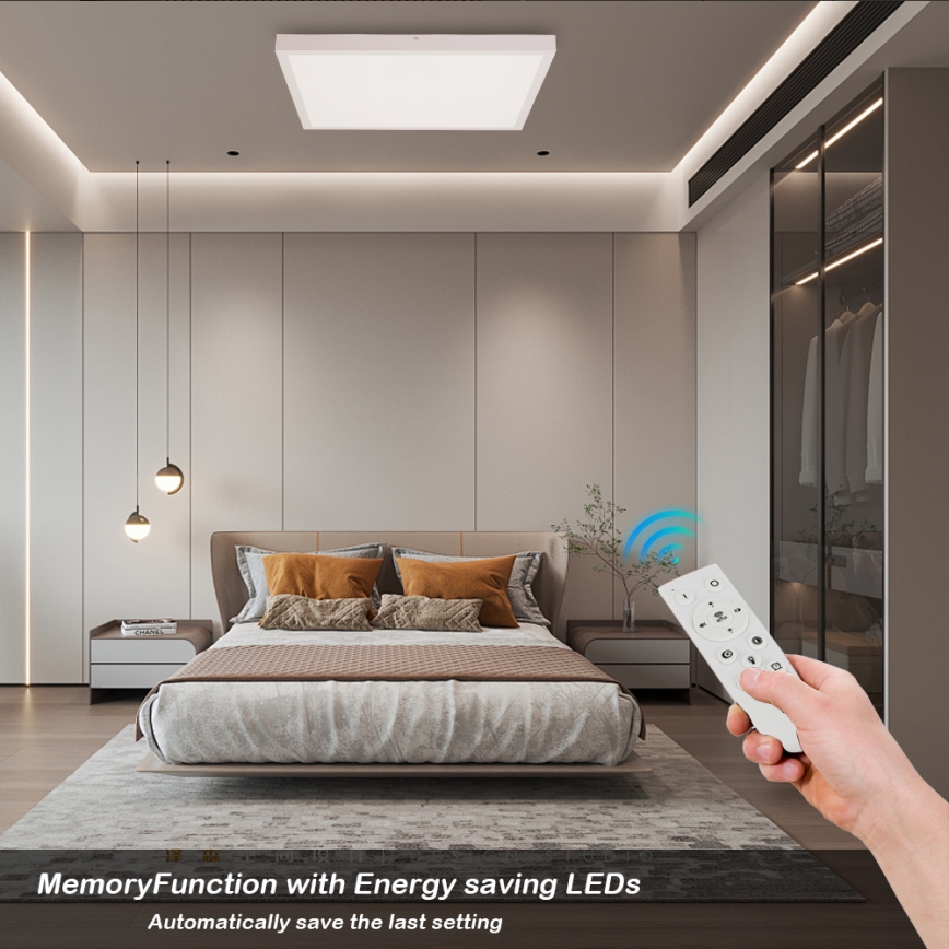 Brilagi - Luz de techo LED regulable para baño FRAME SMART LED/50W/230V 60x60 cm 3000-6000K IP44 blanco + control remoto
