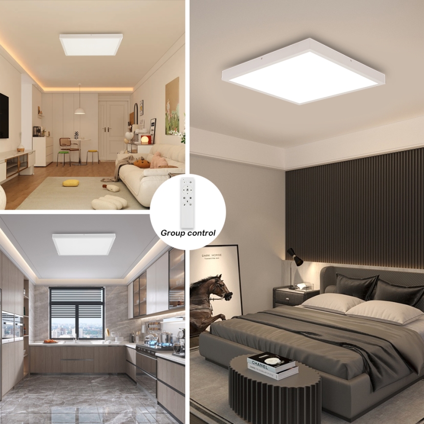 Brilagi - Luz de techo LED regulable para baño FRAME SMART LED/50W/230V 60x60 cm 3000-6000K IP44 blanco + control remoto