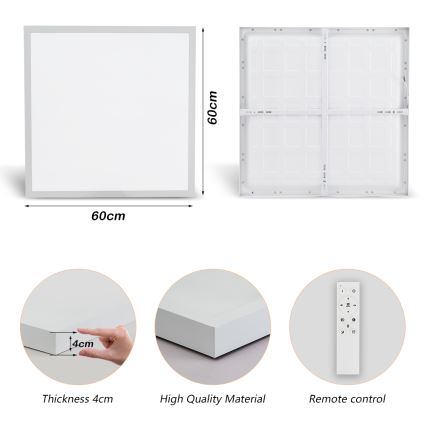 Brilagi - Luz de techo LED regulable para baño FRAME SMART LED/50W/230V 60x60 cm 3000-6000K IP44 blanco + control remoto