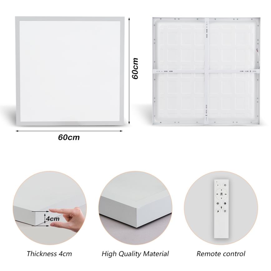 Brilagi - Luz de techo LED regulable para baño FRAME SMART LED/50W/230V 60x60 cm 3000-6000K IP44 blanco + control remoto