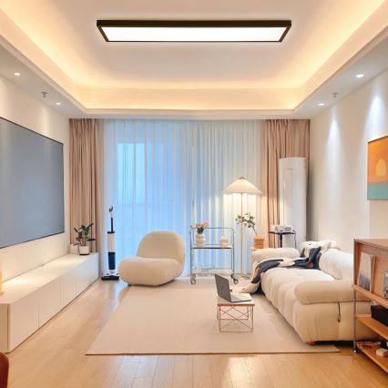 Brilagi - Luz de techo LED regulable para baño FRAME SMART LED/50W/230V 30x120 cm 3000-6000K IP44 negro + control remoto