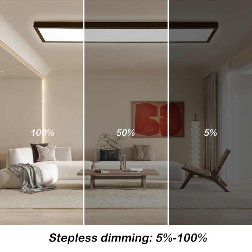 Brilagi - Luz de techo LED regulable para baño FRAME SMART LED/50W/230V 30x120 cm 3000-6000K IP44 negro + control remoto