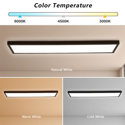 Brilagi - Luz de techo LED regulable para baño FRAME SMART LED/50W/230V 30x120 cm 3000-6000K IP44 negro + control remoto
