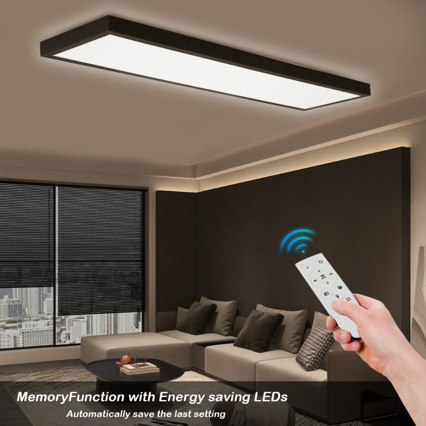 Brilagi - Luz de techo LED regulable para baño FRAME SMART LED/50W/230V 30x120 cm 3000-6000K IP44 negro + control remoto