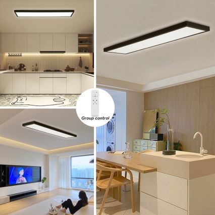 Brilagi - Luz de techo LED regulable para baño FRAME SMART LED/50W/230V 30x120 cm 3000-6000K IP44 negro + control remoto
