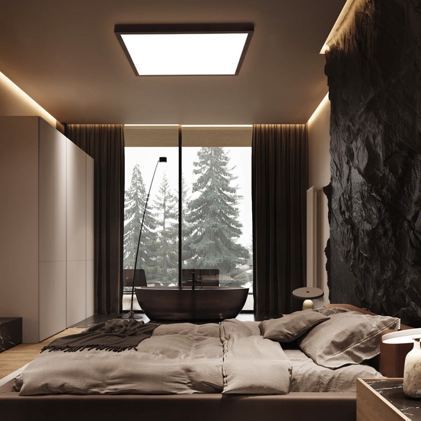 Brilagi - Luz de techo LED regulable para baño FRAME SMART LED/50W/230V 60x60 cm 3000-6000K IP44 negro + control remoto