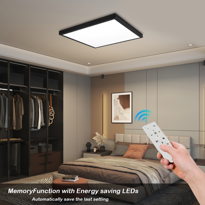 Brilagi - Luz de techo LED regulable para baño FRAME SMART LED/50W/230V 60x60 cm 3000-6000K IP44 negro + control remoto