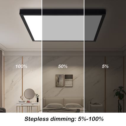 Brilagi - Luz de techo LED regulable para baño FRAME SMART LED/50W/230V 60x60 cm 3000-6000K IP44 negro + control remoto
