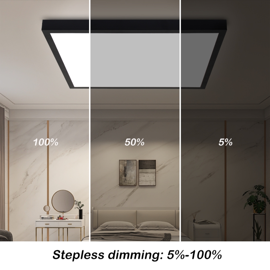 Brilagi - Luz de techo LED regulable para baño FRAME SMART LED/50W/230V 60x60 cm 3000-6000K IP44 negro + control remoto