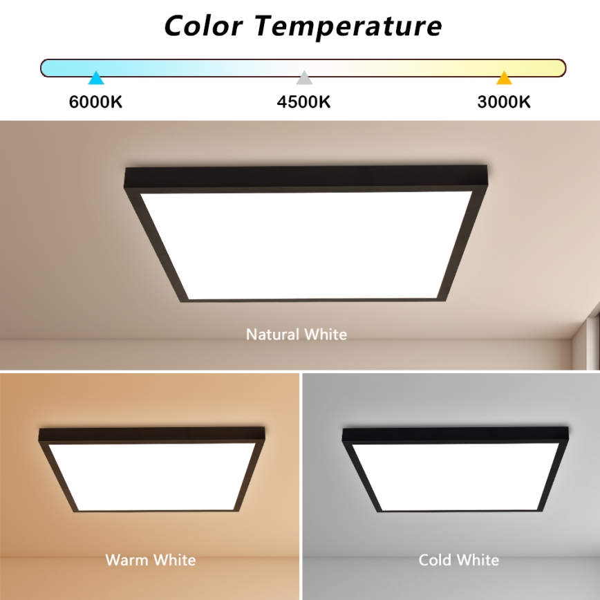 Brilagi - Luz de techo LED regulable para baño FRAME SMART LED/50W/230V 60x60 cm 3000-6000K IP44 negro + control remoto