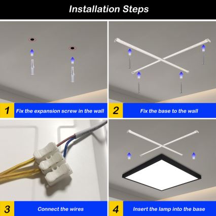 Brilagi - Luz de techo LED regulable para baño FRAME SMART LED/50W/230V 60x60 cm 3000-6000K IP44 negro + control remoto