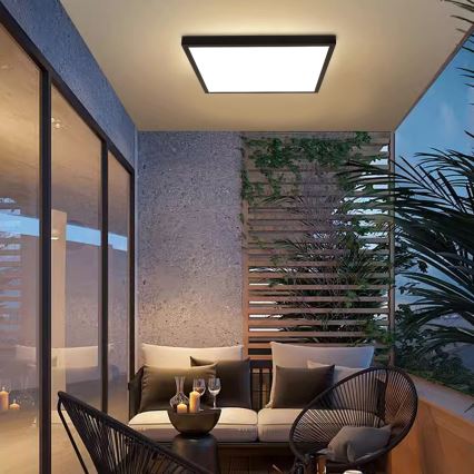 Brilagi - Luz de techo LED regulable para baño FRAME SMART LED/50W/230V 60x60 cm 3000-6000K IP44 negro + control remoto