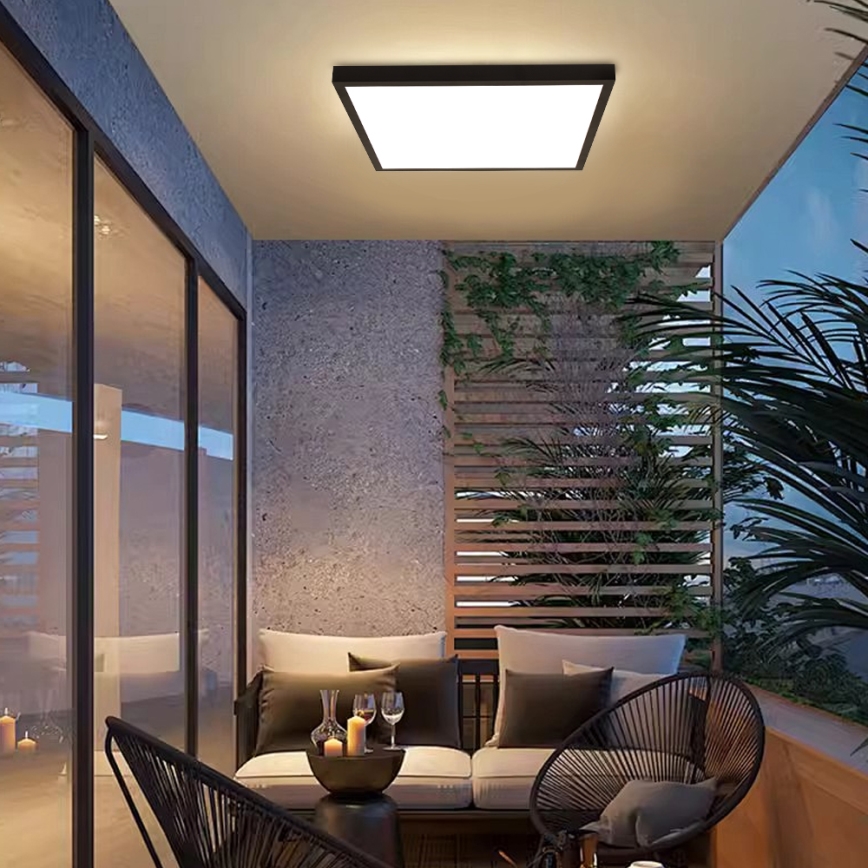 Brilagi - Luz de techo LED regulable para baño FRAME SMART LED/50W/230V 60x60 cm 3000-6000K IP44 negro + control remoto