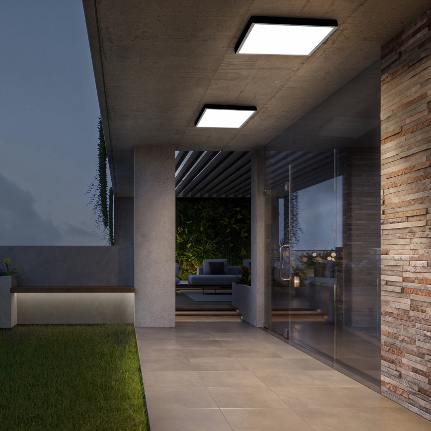 Brilagi - Luz de techo LED regulable para baño FRAME SMART LED/50W/230V 60x60 cm 3000-6000K IP44 negro + control remoto
