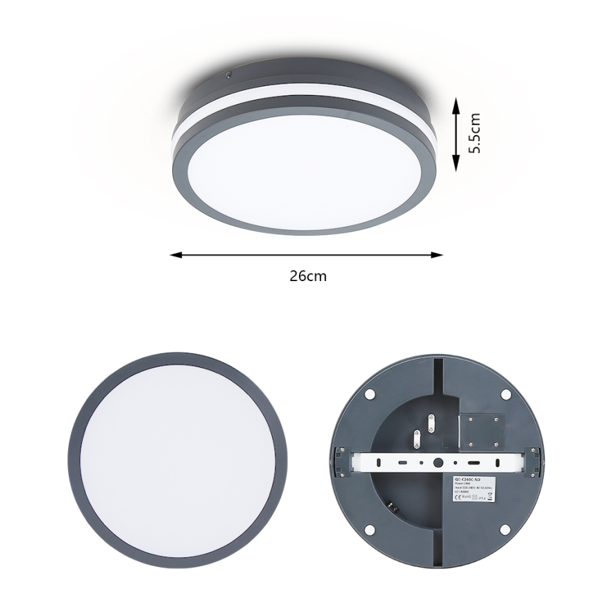Brilagi - Lámpara de exterior LED BENE LED/24W/230V diá. 26 cm antracita IP54