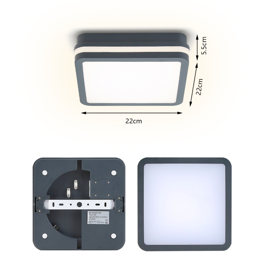 Brilagi - Lámpara de exterior LED con sensor BENE LED/18W/230V 22x22 cm antracita IP54